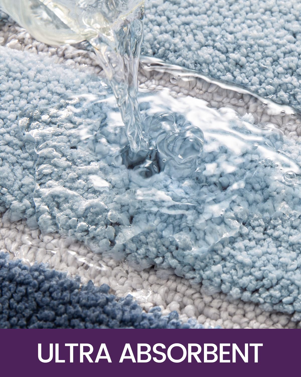 Dexi Bath Mat Bathroom Rug Absorbent Non-Slip Washable Shower Floor Mats Small Carpet 16''X24'', Blue